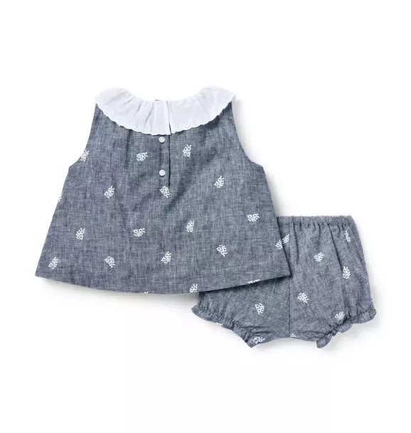 Baby Floral Linen-Cotton Matching Set