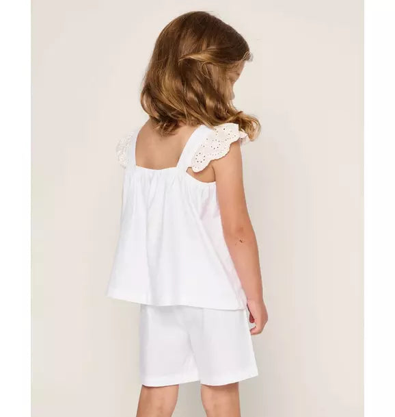 Girl's Twill Clara Short Set in White
