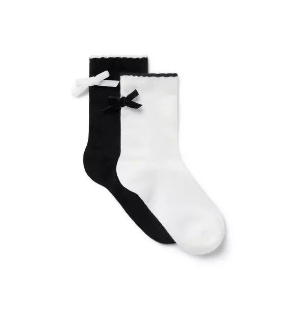 Velvet Bow Sock 2-Pack