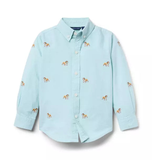 Embroidered Bulldog Oxford Shirt