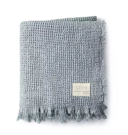 Waffle Muslin Blue Baby Blanket