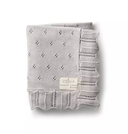 Scalloped Pointelle Baby Blanket Nimbus Cloud