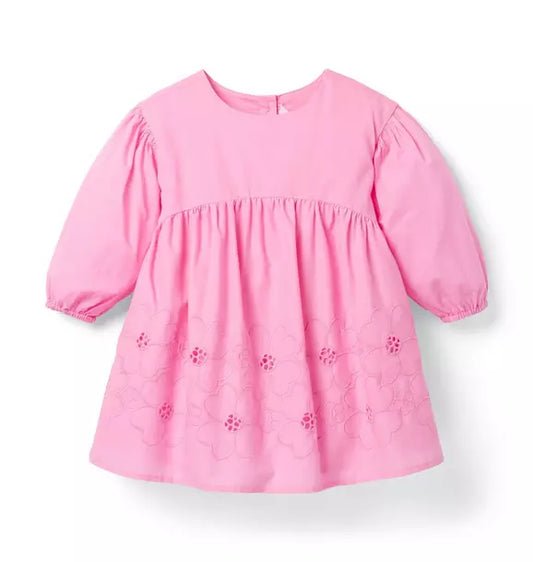 Embroidered Floral Puff Sleeve Dress