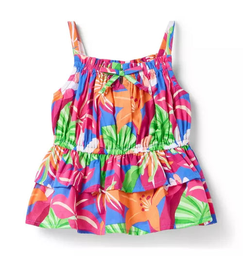 Tropical Floral Peplum Top