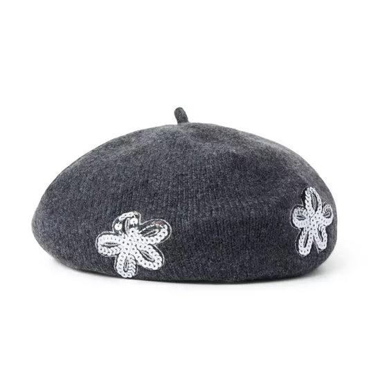 Sequin Floral Beret