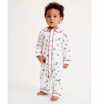 Baby's Twill Cambridge Romper in Holiday Town
