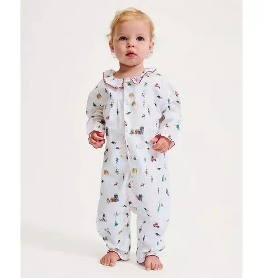 Baby's Twill Madeline Romper in Holiday Town
