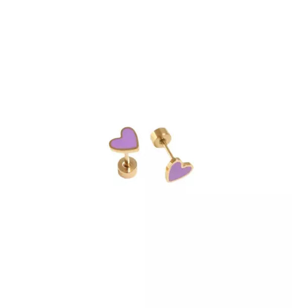 Enamel Heart Stud Earrings