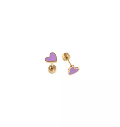 Enamel Heart Stud Earrings