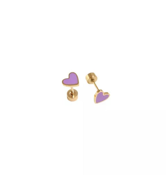 Enamel Heart Stud Earrings
