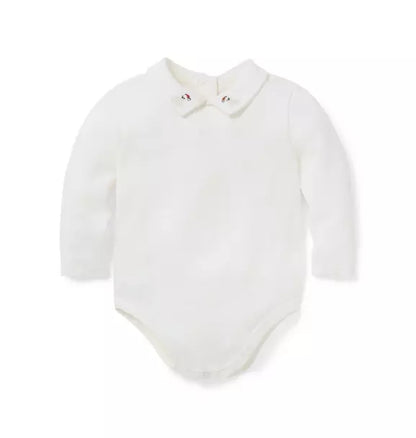 Baby Embroidered Bear Collar Bodysuit