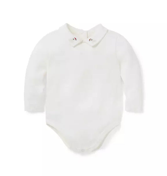 Baby Embroidered Bear Collar Bodysuit