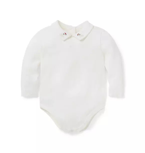 Baby Embroidered Bear Collar Bodysuit