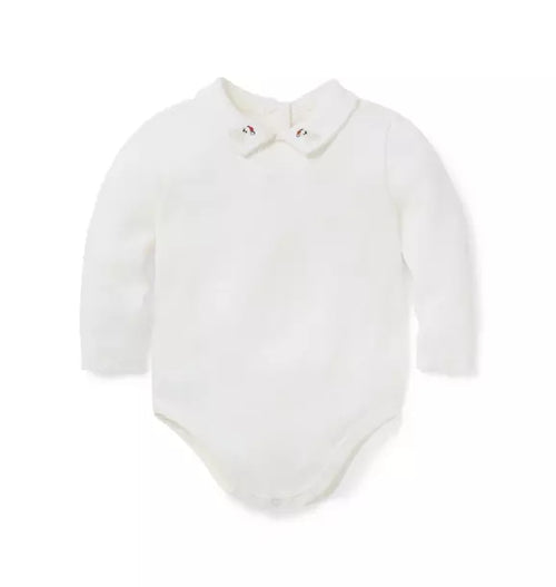 Baby Embroidered Bear Collar Bodysuit