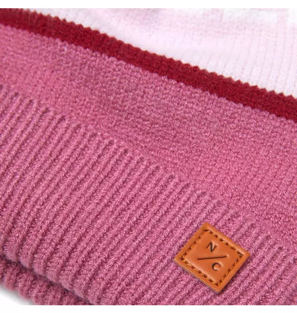 Knit Pom Hat in Rose Pink and Ballerina Pink