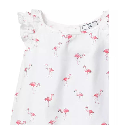 Girl's Twill Amelie Short Pajama Set in Flamingos