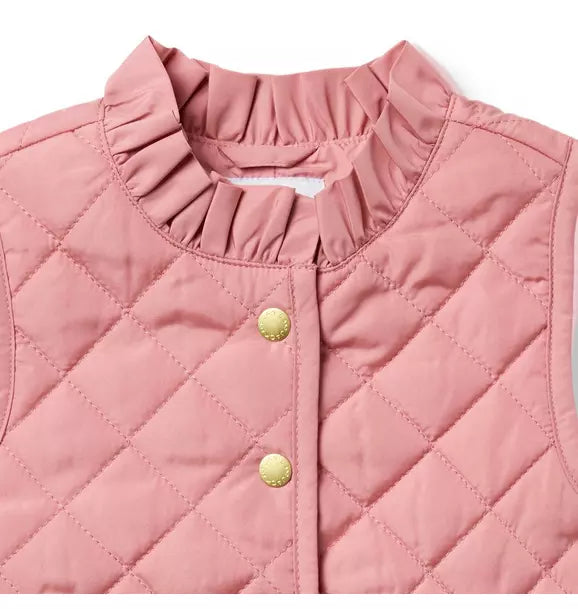 The Quilted Ruffle Collar Vest