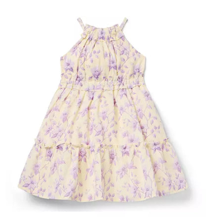 Floral Halter Ruffle Dress