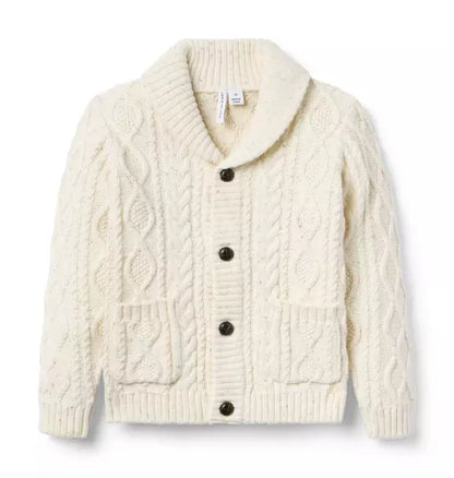 Cable Knit Shawl Collar Cardigan