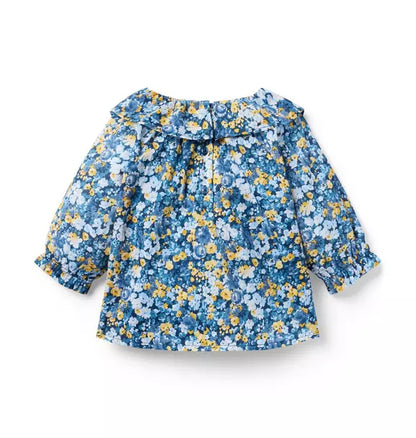Floral Ruffle Collar Top