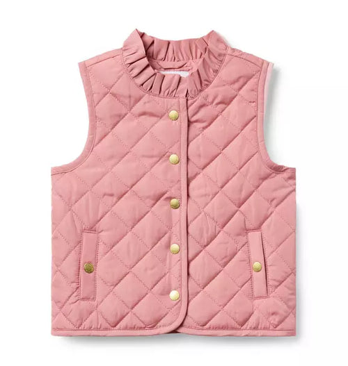 The Quilted Ruffle Collar Vest