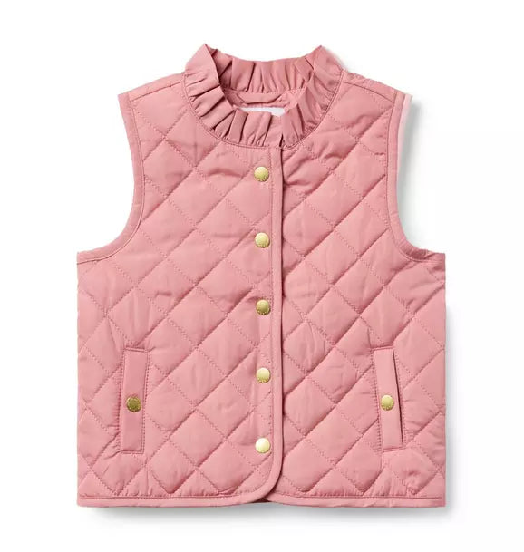 The Quilted Ruffle Collar Vest