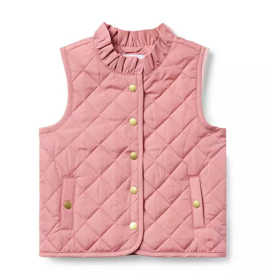 The Quilted Ruffle Collar Vest