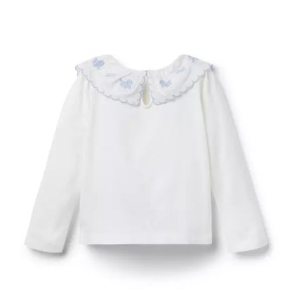 Embroidered Collar Top