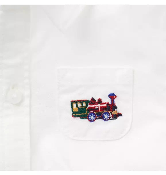 Baby Train Oxford Bodysuit