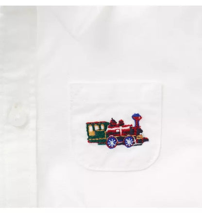 Baby Train Oxford Bodysuit