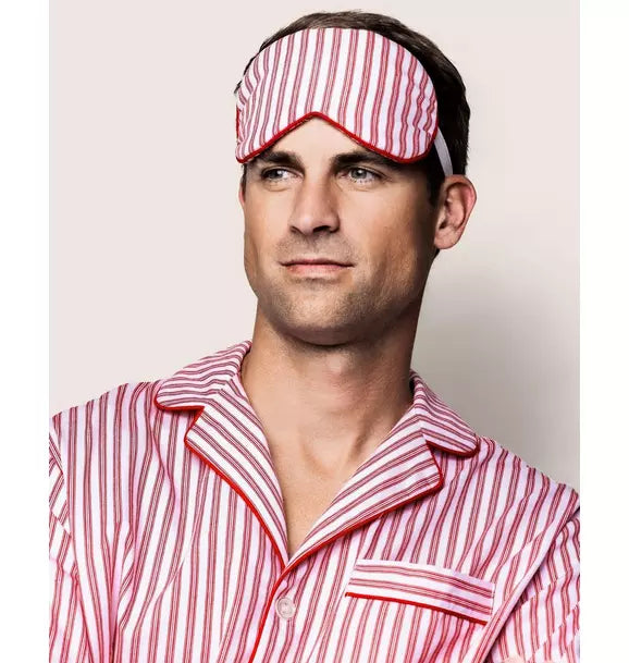 Adult's Twill Sleep Mask in Antique Red Ticking