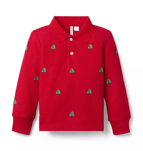 Embroidered Tree Pique Polo