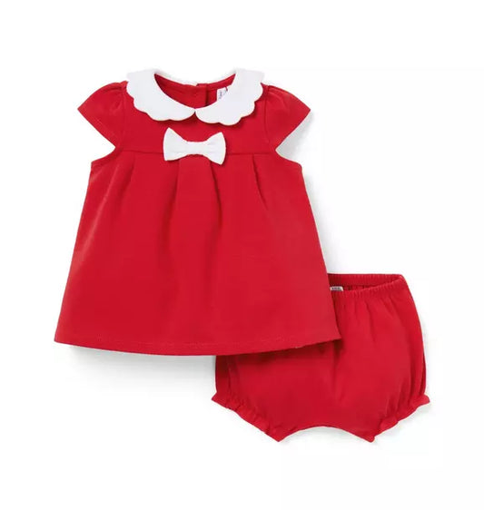 Baby Scalloped Collar Ponte Matching Set