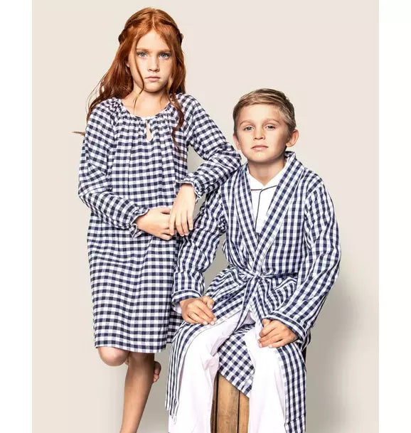 Navy Gingham Robe