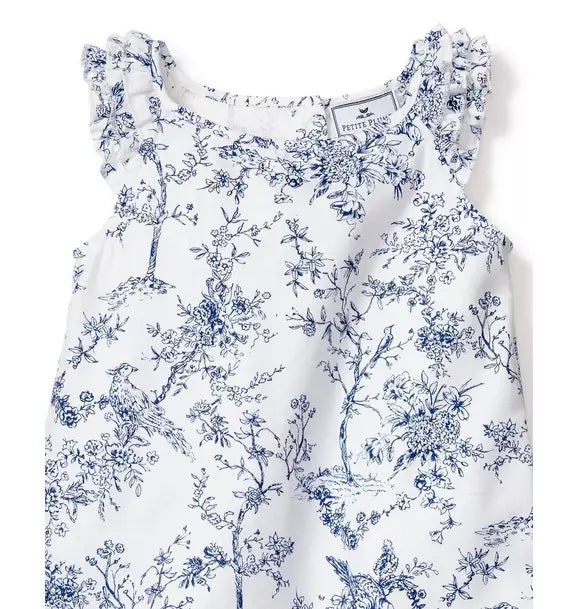 Girl's Twill Amelie Nightgown in Blue Timeless Toile