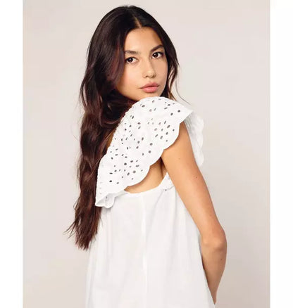 Women's Twill Ava Nightgown in White