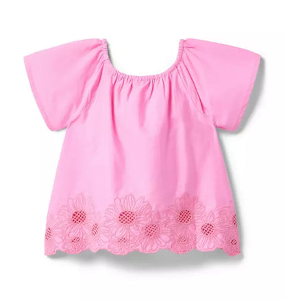 Embroidered Floral Hem Top