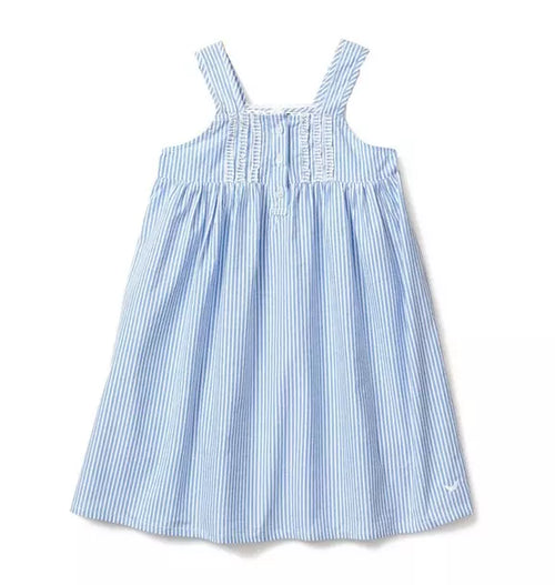 Girl's Twill Charlotte Nightgown in French Blue Seersucker