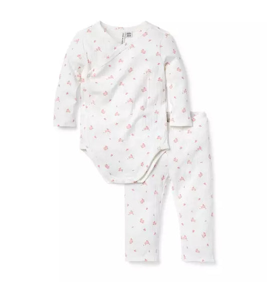 Baby Bunny Pointelle Wrap Matching Set