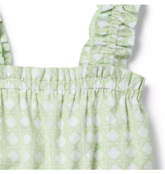 Checked Ruffle Strap Top