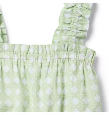 Checked Ruffle Strap Top