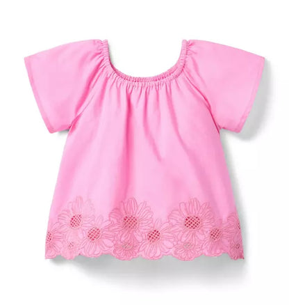 Embroidered Floral Hem Top