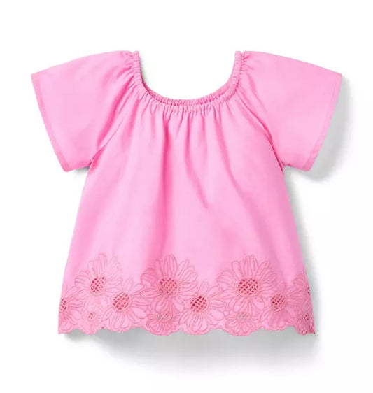 Embroidered Floral Hem Top