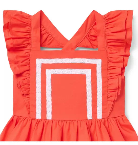 Lace Trim Flutter Sleeve Dress