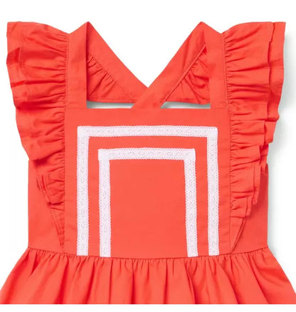 Lace Trim Flutter Sleeve Dress