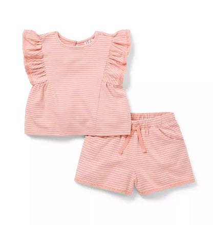 Striped Ruffle Matching Set