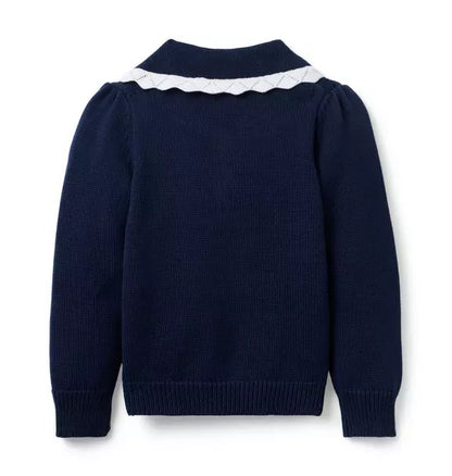 Embroidered Floral Collar Sweater