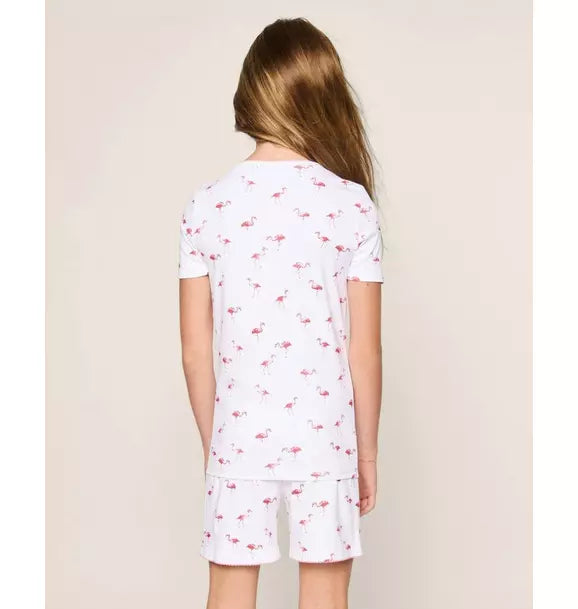 Kid's Pima Snug Fit Short Pajama Set in Flamingos