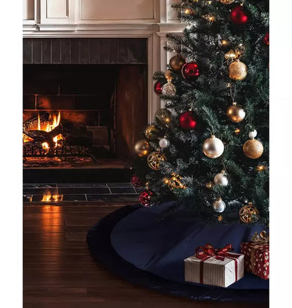 Christmas Tree Skirt in Navy