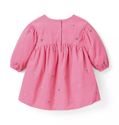 The Floral Embroidered Corduroy Dress